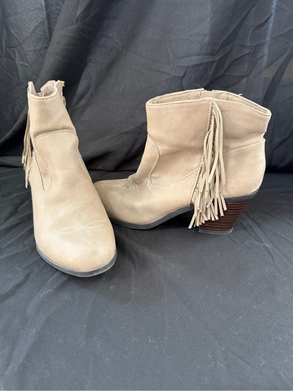 Fringe Ankle Bootie - Light Taupe